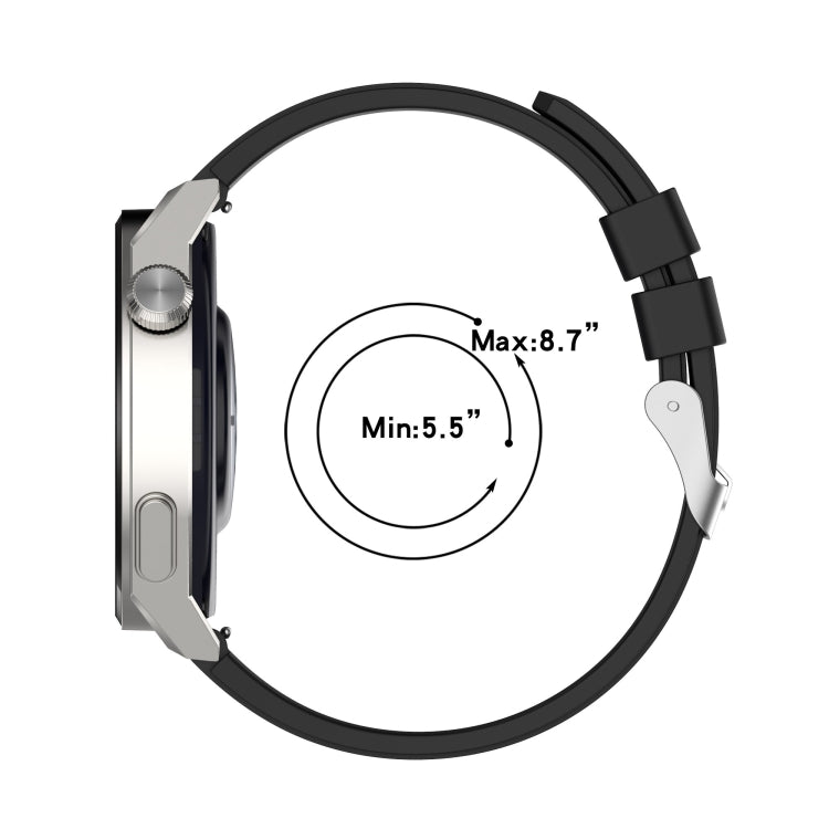 Protruding Head Silicone Strap Silver Buckle, For Huawei Watch GT 42mm/46mm / GT2 46mm 22mm, For Honor Watch GS Pro 22mm, For Honor Magic Watch 2 46mm 22mm, For Huawei Watch GT3 42mm 20mm