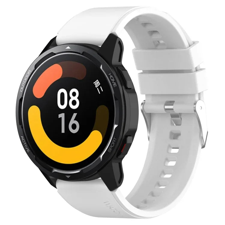 สายรัดซิลิโคนหัวนูนหัวเข็มขัดเงิน สำหรับ Samsung Galaxy Watch 46mm 22mm
