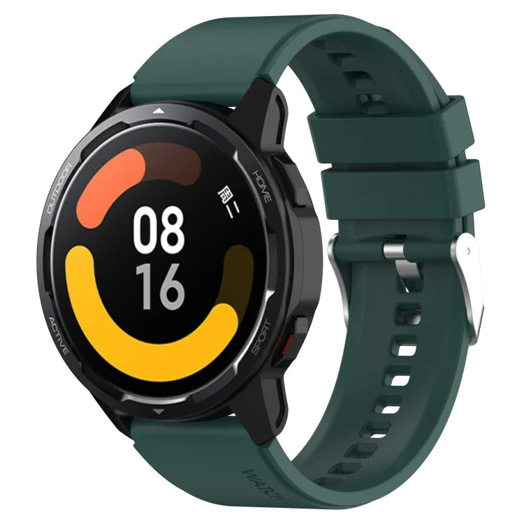 สายรัดซิลิโคนหัวนูนหัวเข็มขัดเงิน สำหรับ Samsung Galaxy Watch 46mm 22mm