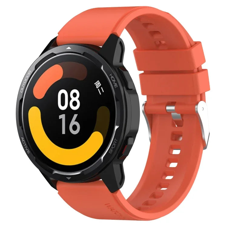 สายรัดซิลิโคนหัวนูนหัวเข็มขัดเงิน สำหรับ Samsung Galaxy Watch 46mm 22mm
