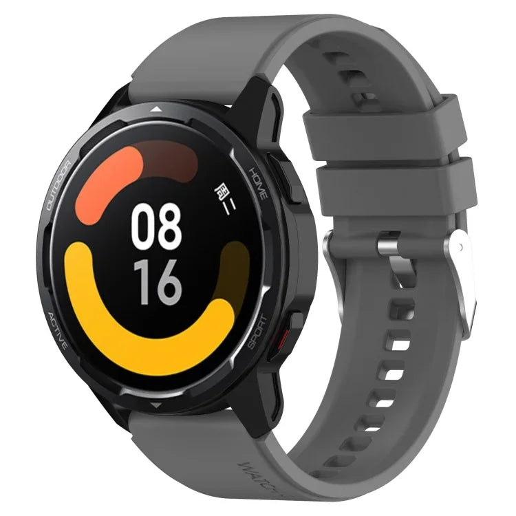 สายรัดซิลิโคนหัวนูนหัวเข็มขัดเงิน สำหรับ Samsung Galaxy Watch 46mm 22mm