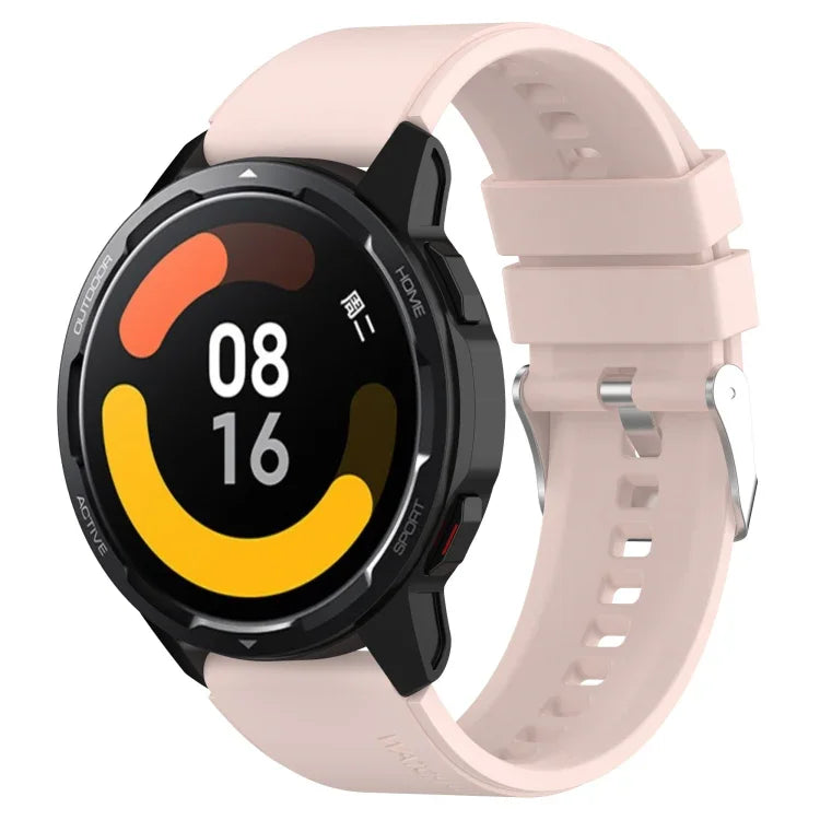 สายรัดซิลิโคนหัวนูนหัวเข็มขัดเงิน สำหรับ Samsung Galaxy Watch 46mm 22mm