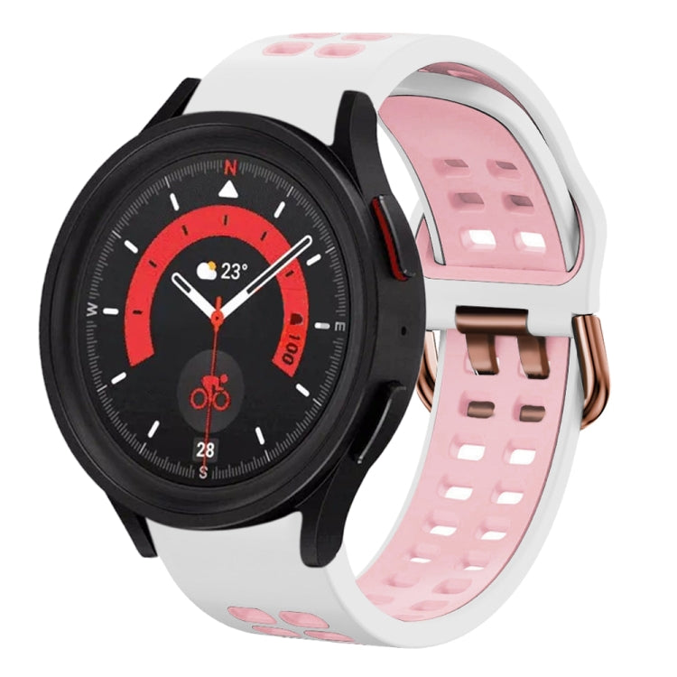 สายซิลิโคนระบายอากาศสองสีขนาด 20 มม. สำหรับ Samsung Galaxy Watch 5 40 มม. สำหรับ Samsung Galaxy Watch 5 44 มม.