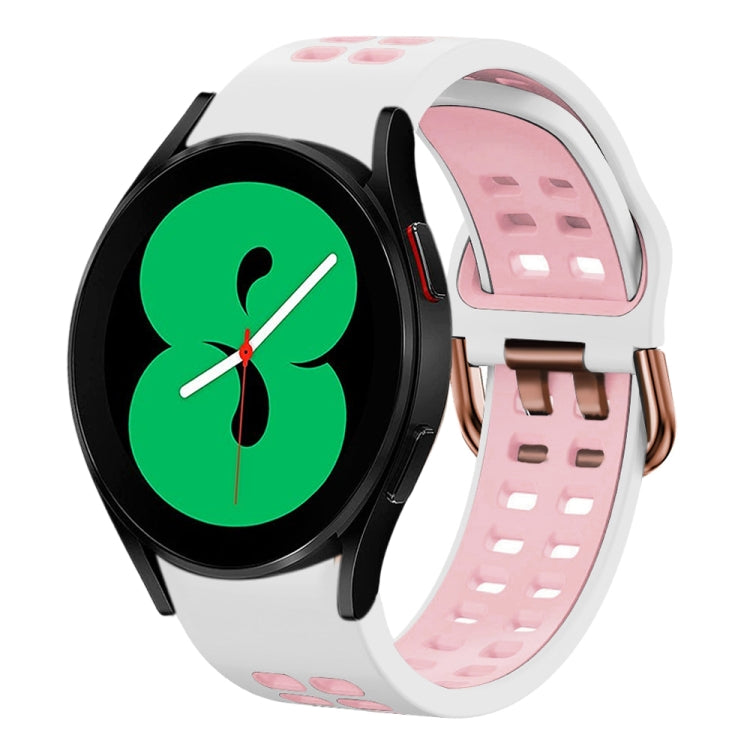 สายรัดนาฬิกาซิลิโคนสองสีระบายอากาศขนาด 20 มม. สำหรับ Samsung Galaxy Watch 4 ขนาด 44 มม., สำหรับ Samsung Galaxy Watch 4 Classic ขนาด 46 มม.
