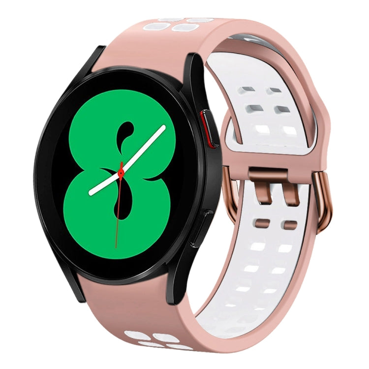 สายรัดนาฬิกาซิลิโคนสองสีระบายอากาศขนาด 20 มม. สำหรับ Samsung Galaxy Watch 4 ขนาด 44 มม., สำหรับ Samsung Galaxy Watch 4 Classic ขนาด 46 มม.