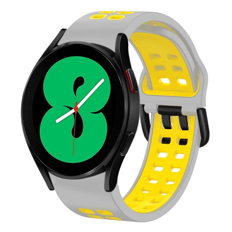 สายรัดนาฬิกาซิลิโคนสองสีระบายอากาศขนาด 20 มม. สำหรับ Samsung Galaxy Watch 4 ขนาด 44 มม., สำหรับ Samsung Galaxy Watch 4 Classic ขนาด 46 มม.