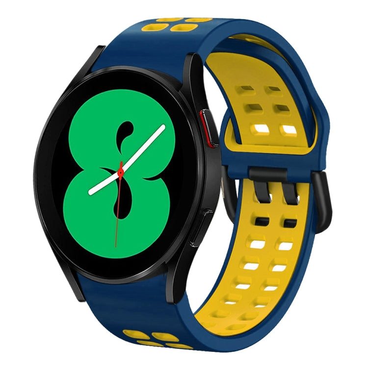 สายรัดนาฬิกาซิลิโคนสองสีระบายอากาศขนาด 20 มม. สำหรับ Samsung Galaxy Watch 4 ขนาด 44 มม., สำหรับ Samsung Galaxy Watch 4 Classic ขนาด 46 มม.