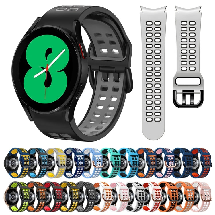 สายรัดนาฬิกาซิลิโคนสองสีระบายอากาศขนาด 20 มม. สำหรับ Samsung Galaxy Watch 4 ขนาด 44 มม., สำหรับ Samsung Galaxy Watch 4 Classic ขนาด 46 มม.