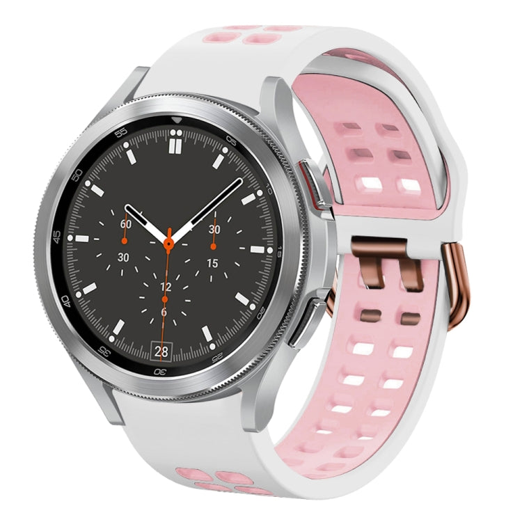 สายรัดนาฬิกาซิลิโคนสองสีระบายอากาศขนาด 20 มม. สำหรับ Samsung Galaxy Watch 4 ขนาด 44 มม., สำหรับ Samsung Galaxy Watch 4 Classic ขนาด 46 มม.