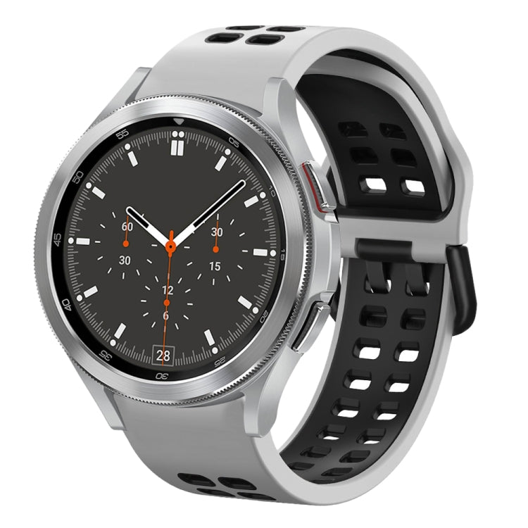 สายรัดนาฬิกาซิลิโคนสองสีระบายอากาศขนาด 20 มม. สำหรับ Samsung Galaxy Watch 4 ขนาด 44 มม., สำหรับ Samsung Galaxy Watch 4 Classic ขนาด 46 มม.