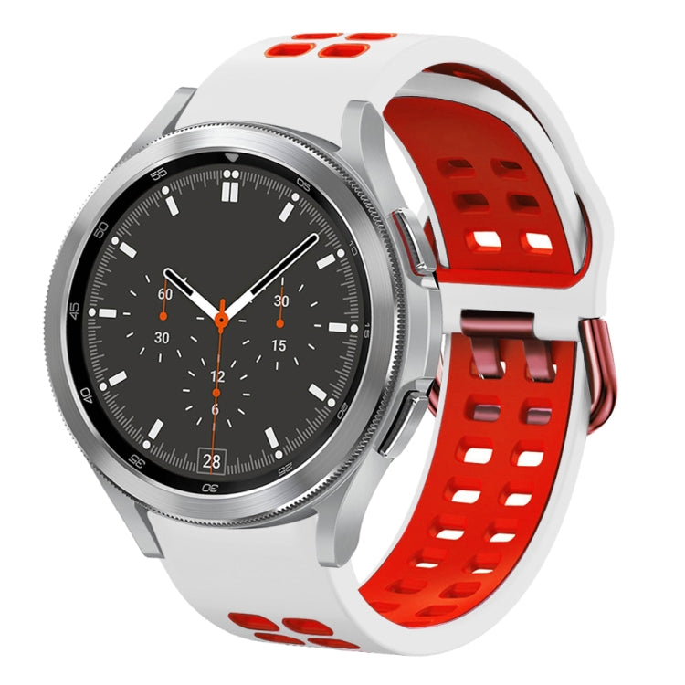 สายรัดนาฬิกาซิลิโคนสองสีระบายอากาศขนาด 20 มม. สำหรับ Samsung Galaxy Watch 4 ขนาด 44 มม., สำหรับ Samsung Galaxy Watch 4 Classic ขนาด 46 มม.