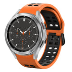 สายรัดนาฬิกาซิลิโคนสองสีระบายอากาศขนาด 20 มม. สำหรับ Samsung Galaxy Watch 4 ขนาด 44 มม., สำหรับ Samsung Galaxy Watch 4 Classic ขนาด 46 มม.