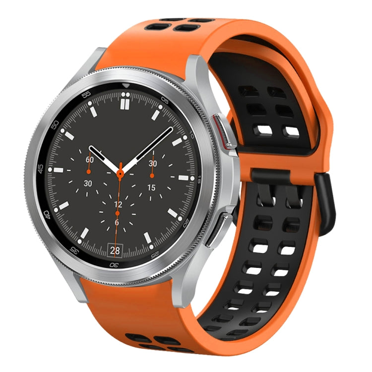 สายรัดนาฬิกาซิลิโคนสองสีระบายอากาศขนาด 20 มม. สำหรับ Samsung Galaxy Watch 4 ขนาด 44 มม., สำหรับ Samsung Galaxy Watch 4 Classic ขนาด 46 มม.
