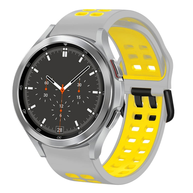 สายรัดนาฬิกาซิลิโคนสองสีระบายอากาศขนาด 20 มม. สำหรับ Samsung Galaxy Watch 4 ขนาด 44 มม., สำหรับ Samsung Galaxy Watch 4 Classic ขนาด 46 มม.