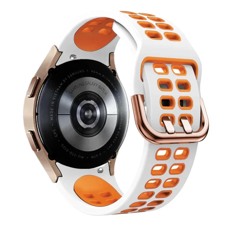 สายรัดนาฬิกาซิลิโคนระบายอากาศสองสี ขนาด 20 มม. สำหรับ Samsung Galaxy Watch 4 Classic ขนาด 42 มม. สำหรับ Galaxy Watch Active 2
