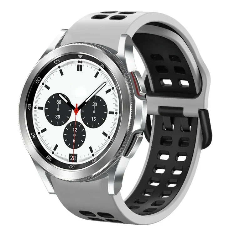 สายรัดนาฬิกาซิลิโคนระบายอากาศสองสี ขนาด 20 มม. สำหรับ Samsung Galaxy Watch 4 Classic ขนาด 42 มม. สำหรับ Galaxy Watch Active 2