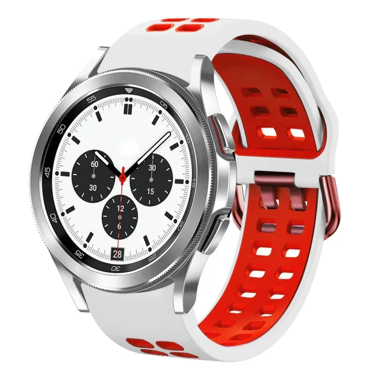 สายรัดนาฬิกาซิลิโคนระบายอากาศสองสี ขนาด 20 มม. สำหรับ Samsung Galaxy Watch 4 Classic ขนาด 42 มม. สำหรับ Galaxy Watch Active 2
