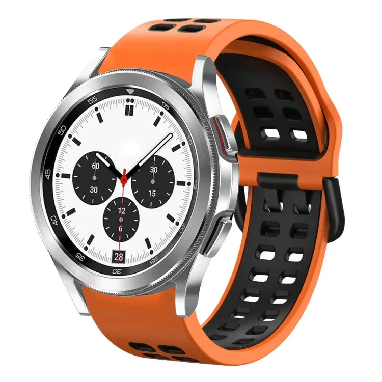 สายรัดนาฬิกาซิลิโคนระบายอากาศสองสี ขนาด 20 มม. สำหรับ Samsung Galaxy Watch 4 Classic ขนาด 42 มม. สำหรับ Galaxy Watch Active 2