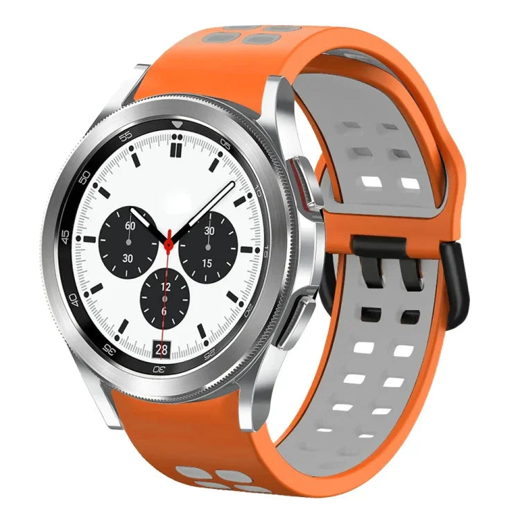 สายรัดนาฬิกาซิลิโคนระบายอากาศสองสี ขนาด 20 มม. สำหรับ Samsung Galaxy Watch 4 Classic ขนาด 42 มม. สำหรับ Galaxy Watch Active 2