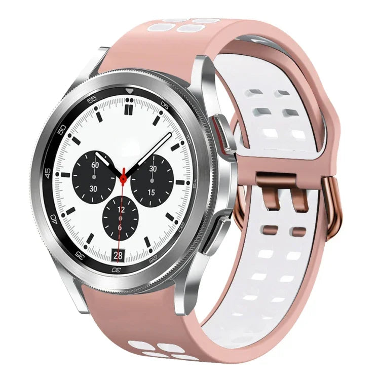 สายรัดนาฬิกาซิลิโคนระบายอากาศสองสี ขนาด 20 มม. สำหรับ Samsung Galaxy Watch 4 Classic ขนาด 42 มม. สำหรับ Galaxy Watch Active 2