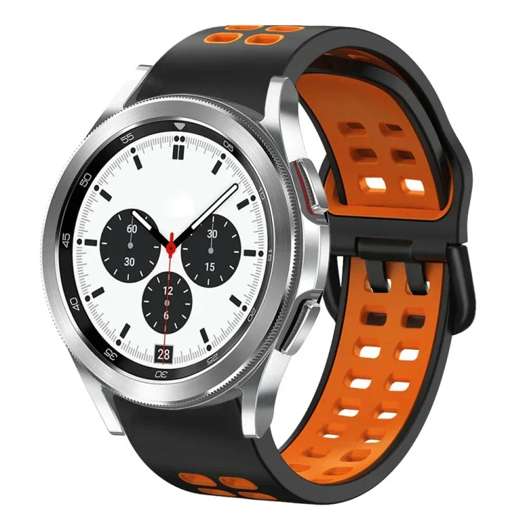 สายรัดนาฬิกาซิลิโคนระบายอากาศสองสี ขนาด 20 มม. สำหรับ Samsung Galaxy Watch 4 Classic ขนาด 42 มม. สำหรับ Galaxy Watch Active 2