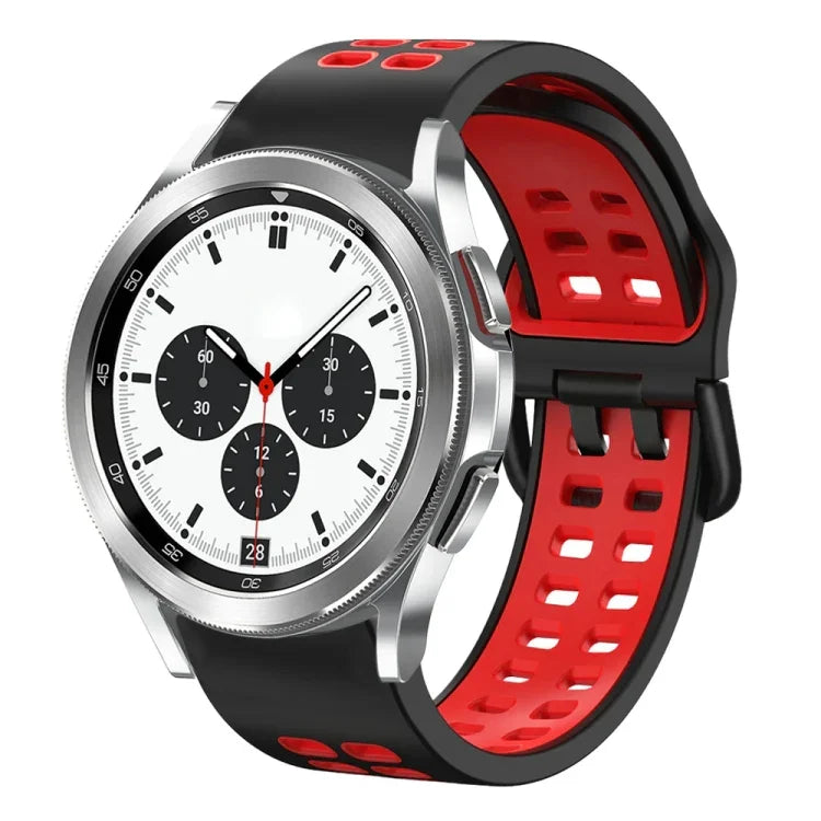 สายรัดนาฬิกาซิลิโคนระบายอากาศสองสี ขนาด 20 มม. สำหรับ Samsung Galaxy Watch 4 Classic ขนาด 42 มม. สำหรับ Galaxy Watch Active 2