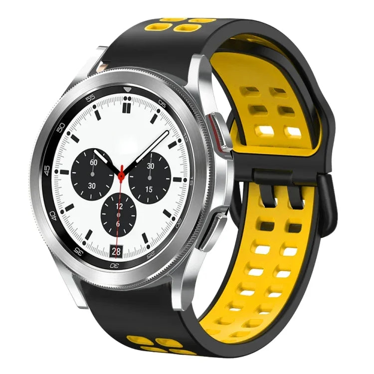 สายรัดนาฬิกาซิลิโคนระบายอากาศสองสี ขนาด 20 มม. สำหรับ Samsung Galaxy Watch 4 Classic ขนาด 42 มม. สำหรับ Galaxy Watch Active 2