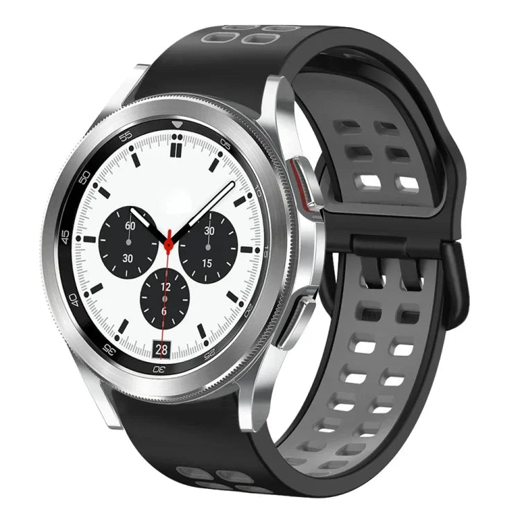 สายรัดนาฬิกาซิลิโคนระบายอากาศสองสี ขนาด 20 มม. สำหรับ Samsung Galaxy Watch 4 Classic ขนาด 42 มม. สำหรับ Galaxy Watch Active 2