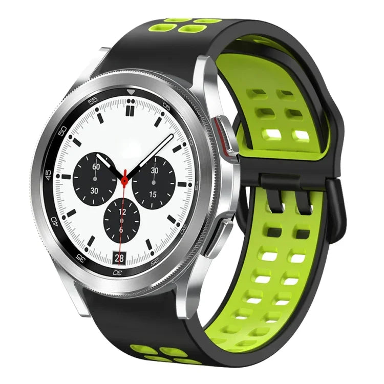 สายรัดนาฬิกาซิลิโคนระบายอากาศสองสี ขนาด 20 มม. สำหรับ Samsung Galaxy Watch 4 Classic ขนาด 42 มม. สำหรับ Galaxy Watch Active 2