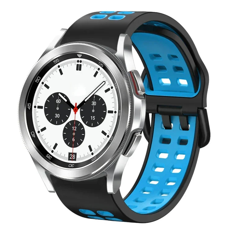 สายรัดนาฬิกาซิลิโคนระบายอากาศสองสี ขนาด 20 มม. สำหรับ Samsung Galaxy Watch 4 Classic ขนาด 42 มม. สำหรับ Galaxy Watch Active 2