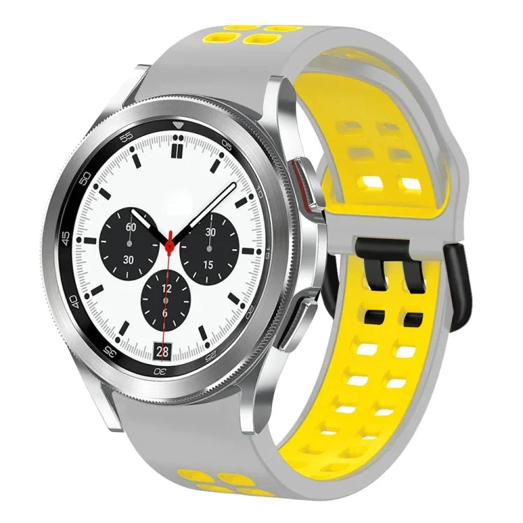 สายรัดนาฬิกาซิลิโคนระบายอากาศสองสี ขนาด 20 มม. สำหรับ Samsung Galaxy Watch 4 Classic ขนาด 42 มม. สำหรับ Galaxy Watch Active 2