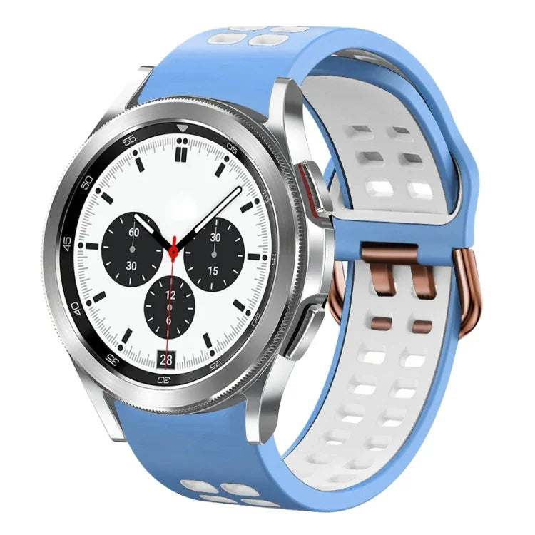 สายรัดนาฬิกาซิลิโคนระบายอากาศสองสี ขนาด 20 มม. สำหรับ Samsung Galaxy Watch 4 Classic ขนาด 42 มม. สำหรับ Galaxy Watch Active 2