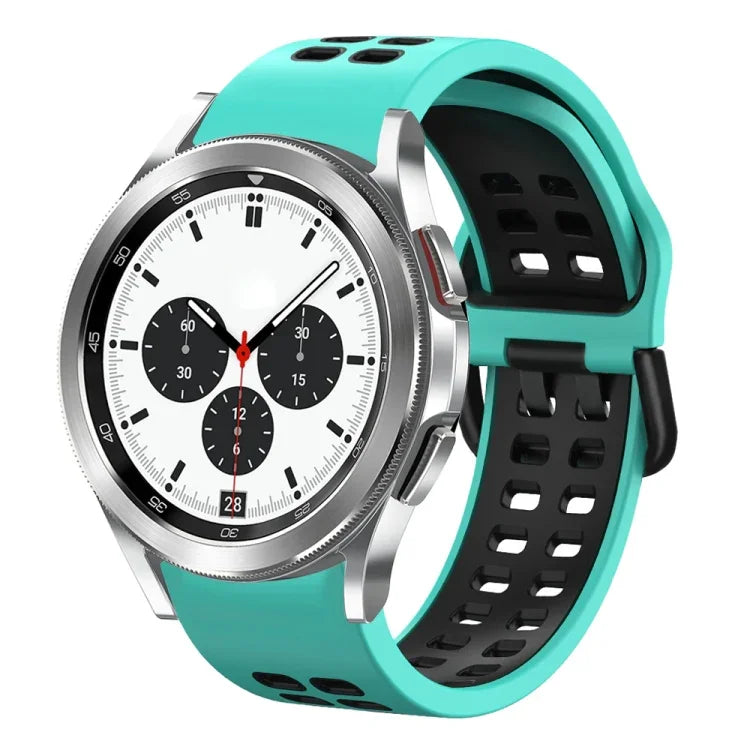 สายรัดนาฬิกาซิลิโคนระบายอากาศสองสี ขนาด 20 มม. สำหรับ Samsung Galaxy Watch 4 Classic ขนาด 42 มม. สำหรับ Galaxy Watch Active 2