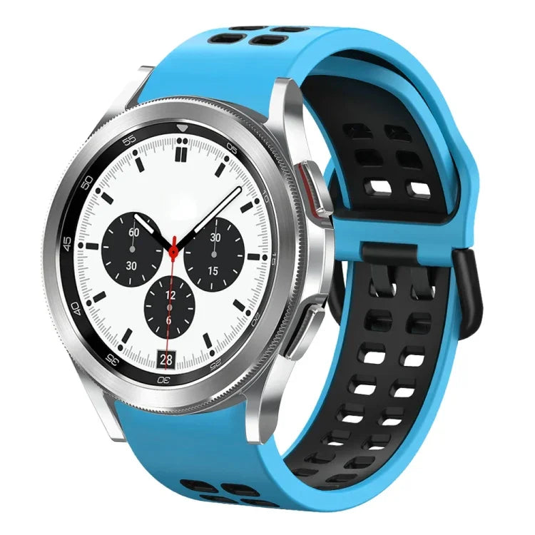 สายรัดนาฬิกาซิลิโคนระบายอากาศสองสี ขนาด 20 มม. สำหรับ Samsung Galaxy Watch 4 Classic ขนาด 42 มม. สำหรับ Galaxy Watch Active 2