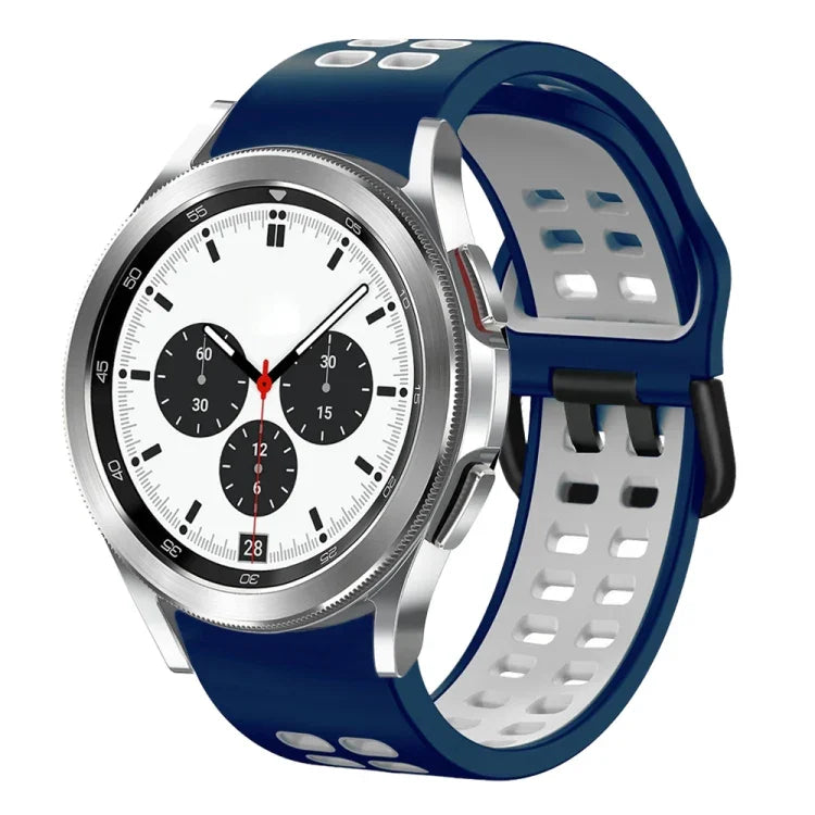 สายรัดนาฬิกาซิลิโคนระบายอากาศสองสี ขนาด 20 มม. สำหรับ Samsung Galaxy Watch 4 Classic ขนาด 42 มม. สำหรับ Galaxy Watch Active 2