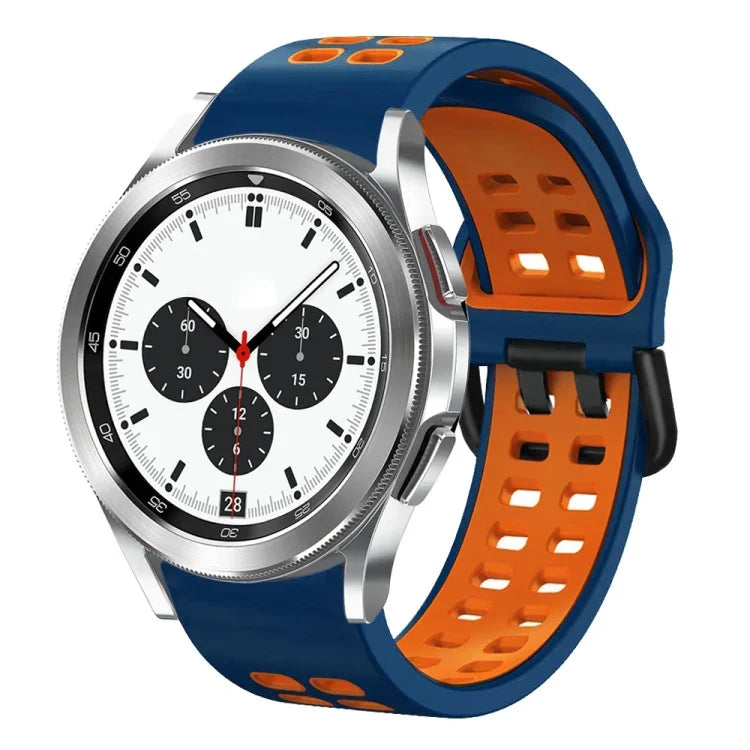 สายรัดนาฬิกาซิลิโคนระบายอากาศสองสี ขนาด 20 มม. สำหรับ Samsung Galaxy Watch 4 Classic ขนาด 42 มม. สำหรับ Galaxy Watch Active 2