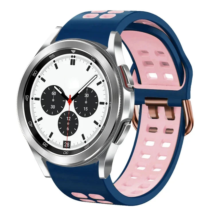 สายรัดนาฬิกาซิลิโคนระบายอากาศสองสี ขนาด 20 มม. สำหรับ Samsung Galaxy Watch 4 Classic ขนาด 42 มม. สำหรับ Galaxy Watch Active 2