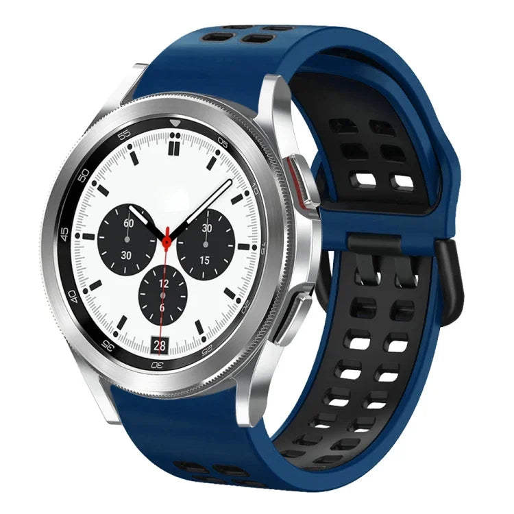 สายรัดนาฬิกาซิลิโคนระบายอากาศสองสี ขนาด 20 มม. สำหรับ Samsung Galaxy Watch 4 Classic ขนาด 42 มม. สำหรับ Galaxy Watch Active 2