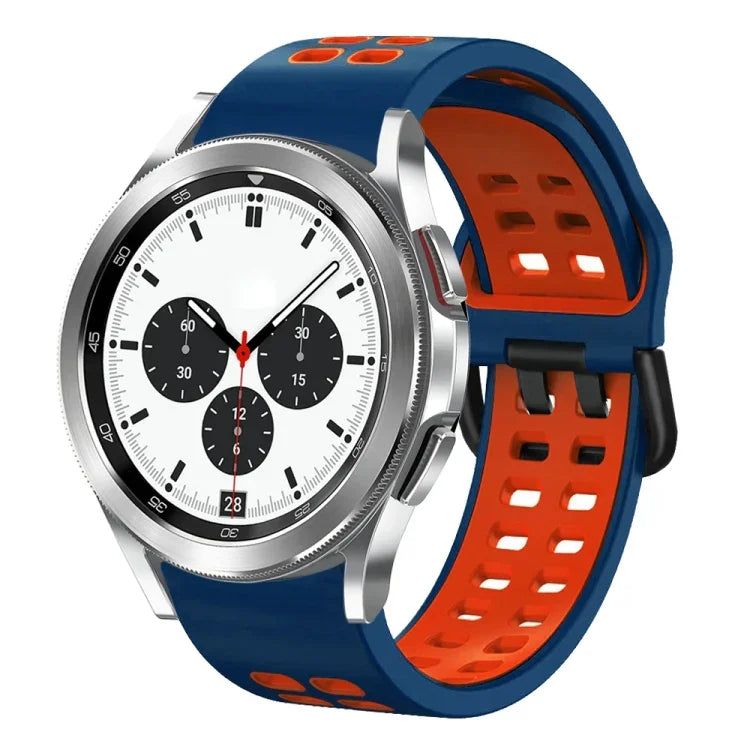 สายรัดนาฬิกาซิลิโคนระบายอากาศสองสี ขนาด 20 มม. สำหรับ Samsung Galaxy Watch 4 Classic ขนาด 42 มม. สำหรับ Galaxy Watch Active 2