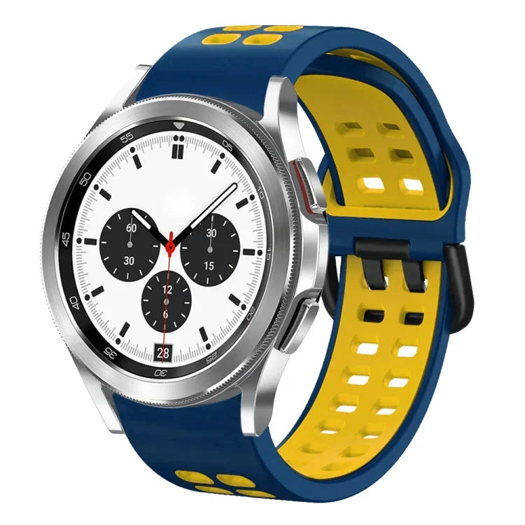 สายรัดนาฬิกาซิลิโคนระบายอากาศสองสี ขนาด 20 มม. สำหรับ Samsung Galaxy Watch 4 Classic ขนาด 42 มม. สำหรับ Galaxy Watch Active 2