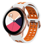 สายรัดนาฬิกาซิลิโคนระบายอากาศสองสี ขนาด 20 มม. สำหรับ Samsung Galaxy Watch 4 Classic ขนาด 42 มม. สำหรับ Galaxy Watch Active 2