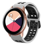 สายรัดนาฬิกาซิลิโคนระบายอากาศสองสี ขนาด 20 มม. สำหรับ Samsung Galaxy Watch 4 Classic ขนาด 42 มม. สำหรับ Galaxy Watch Active 2