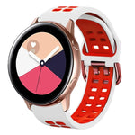 สายรัดนาฬิกาซิลิโคนระบายอากาศสองสี ขนาด 20 มม. สำหรับ Samsung Galaxy Watch 4 Classic ขนาด 42 มม. สำหรับ Galaxy Watch Active 2
