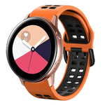 สายรัดนาฬิกาซิลิโคนระบายอากาศสองสี ขนาด 20 มม. สำหรับ Samsung Galaxy Watch 4 Classic ขนาด 42 มม. สำหรับ Galaxy Watch Active 2