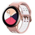สายรัดนาฬิกาซิลิโคนระบายอากาศสองสี ขนาด 20 มม. สำหรับ Samsung Galaxy Watch 4 Classic ขนาด 42 มม. สำหรับ Galaxy Watch Active 2