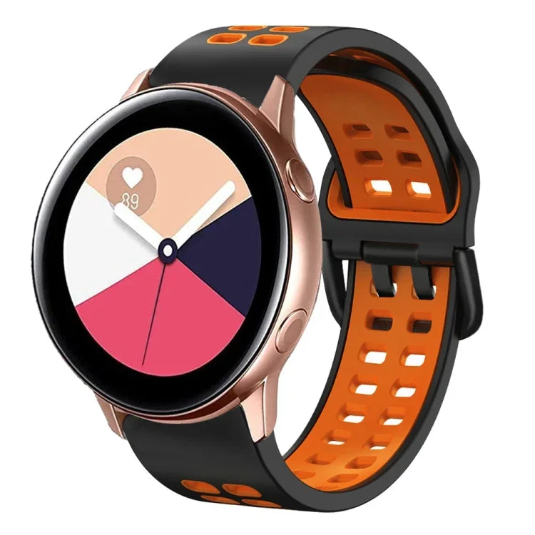 สายรัดนาฬิกาซิลิโคนระบายอากาศสองสี ขนาด 20 มม. สำหรับ Samsung Galaxy Watch 4 Classic ขนาด 42 มม. สำหรับ Galaxy Watch Active 2