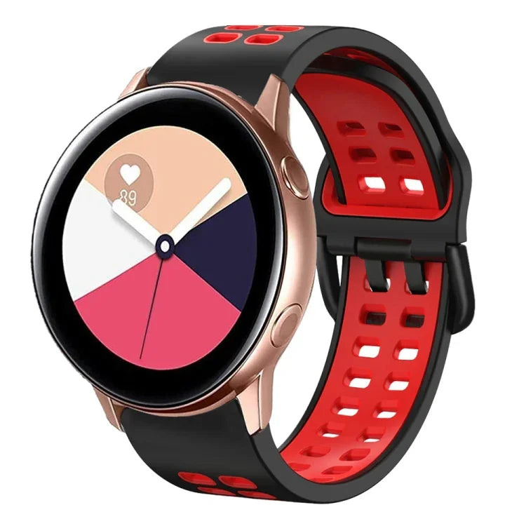 สายรัดนาฬิกาซิลิโคนระบายอากาศสองสี ขนาด 20 มม. สำหรับ Samsung Galaxy Watch 4 Classic ขนาด 42 มม. สำหรับ Galaxy Watch Active 2
