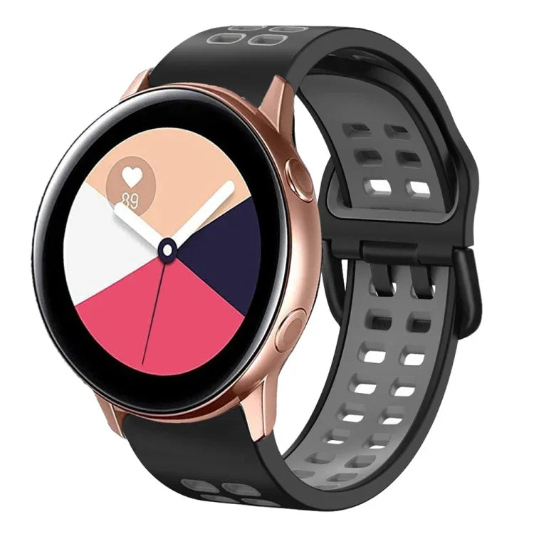 สายรัดนาฬิกาซิลิโคนระบายอากาศสองสี ขนาด 20 มม. สำหรับ Samsung Galaxy Watch 4 Classic ขนาด 42 มม. สำหรับ Galaxy Watch Active 2
