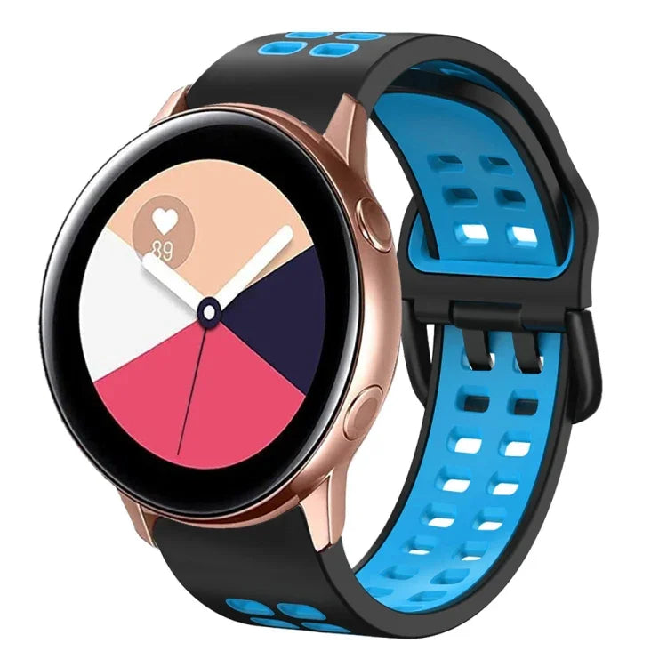 สายรัดนาฬิกาซิลิโคนระบายอากาศสองสี ขนาด 20 มม. สำหรับ Samsung Galaxy Watch 4 Classic ขนาด 42 มม. สำหรับ Galaxy Watch Active 2
