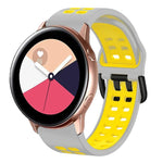 สายรัดนาฬิกาซิลิโคนระบายอากาศสองสี ขนาด 20 มม. สำหรับ Samsung Galaxy Watch 4 Classic ขนาด 42 มม. สำหรับ Galaxy Watch Active 2